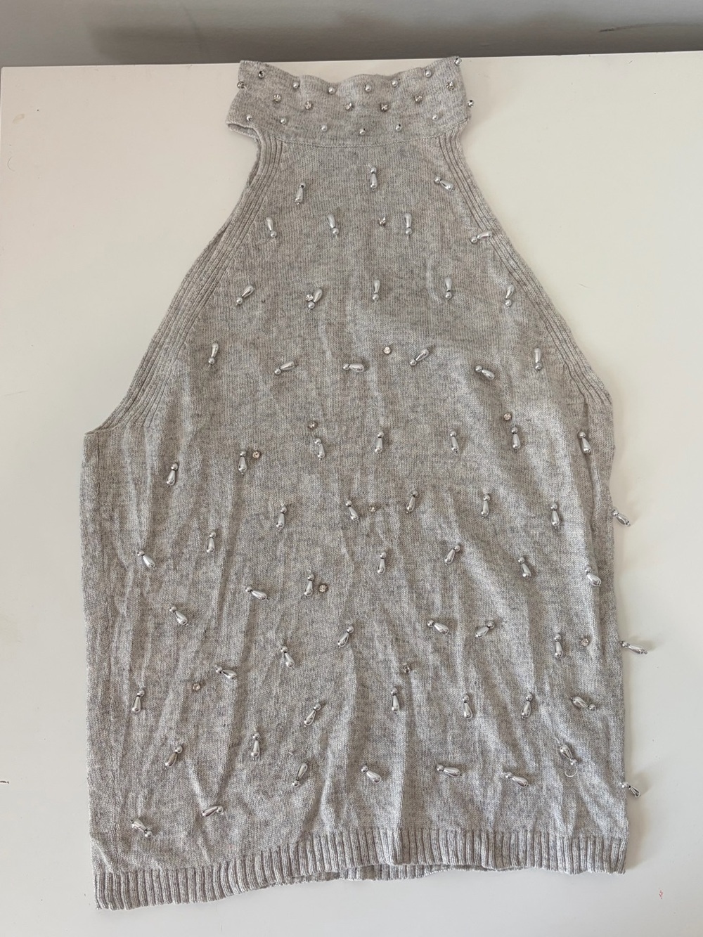 Vintage Y2K Luxe Silk & Cashmere Beaded Halter Top